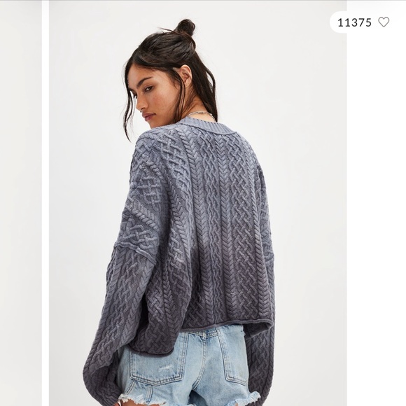 Free People- Washed Ashore Cable Knit Cardigan, Pink Mauve Size M (OVERSIZED) - Picture 4 of 10